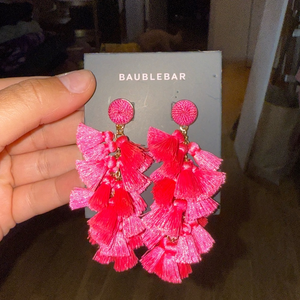 BaubleBar Fuchsia Tassel Earrings